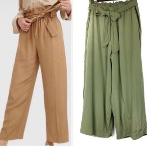 Gorgeous Olive Green Women's Wide-Leg tie paper bag pants by Point Sur